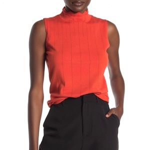 Cyrus Sleeveless Mock Neck Tank Top in Bright Orange